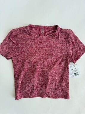 Beyond Yoga Featherweight Spacedye Ruched Down Cropped Tee S